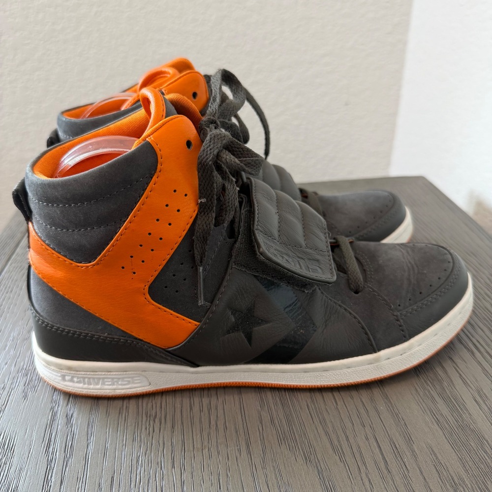 Converse CONS Weapon Grey Orange High Top Leather Sneakers Skateboard Mens 8.5